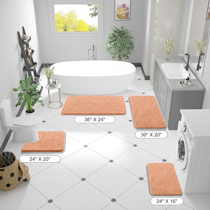 OLANLY Bathroom Rugs 36x24, Extra Soft Absorbent Chenille Bath Rugs, Rubber