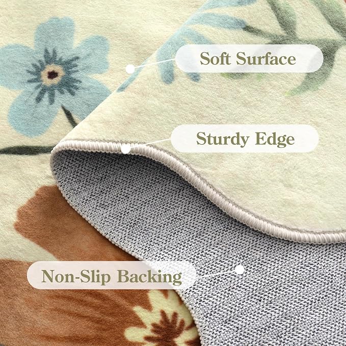 Lahome Floral Small Rug, 2X3 Kitchen Rugs Non Slip Washable Rug Ultra-Thin