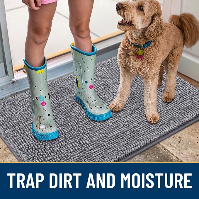 Smiry Dog Door Mat for Muddy Paws 70x24, Absorbent Dirt Trapper, Non-Slip
