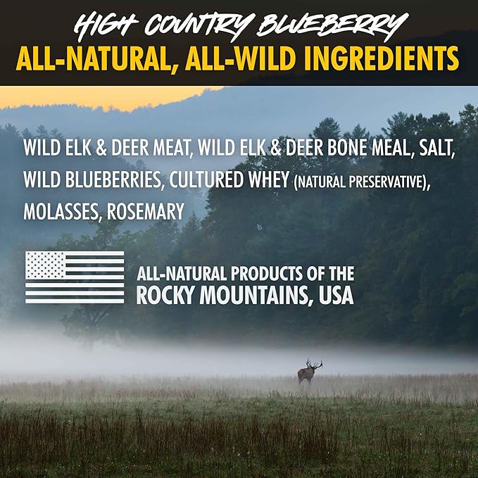 High Country Wild Blueberry Elk & Venison Training Dog Treats - Natural Grain-Free Puppy & Dog Snacks - Protein for Training & Reward - No Fillers, No Artificial Preservatives, 4oz 1 Pack