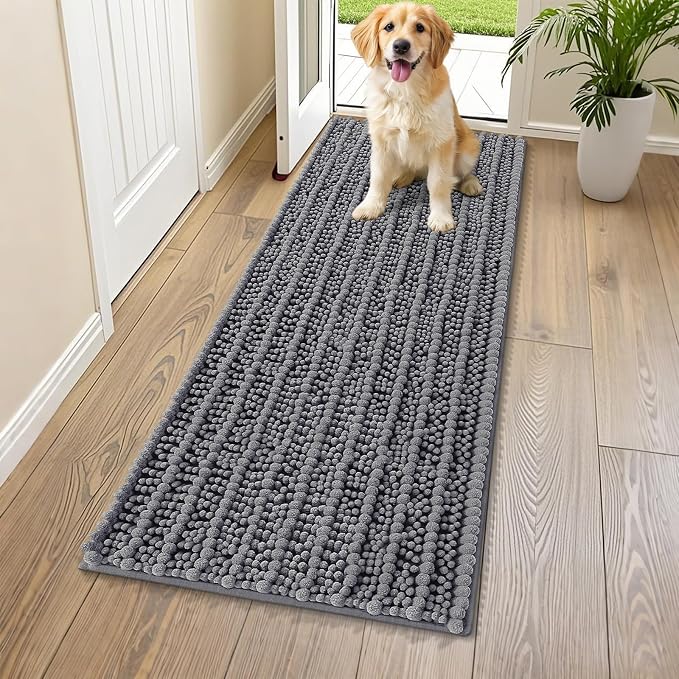 Smiry Dog Door Mat for Muddy Paws 40x24, Absorbent Dirt Trapper, Non-Slip