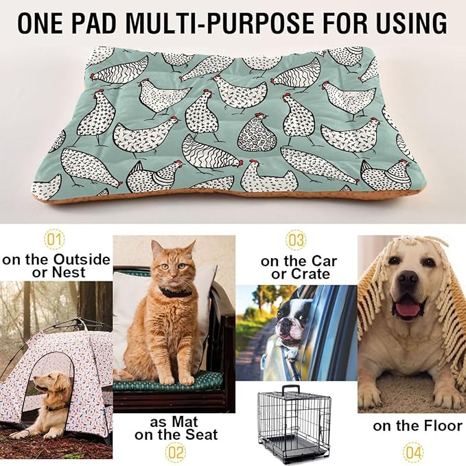Funny Chicken Pet Bed Cute Dog Bed Mat Absorbing Non Slip Pad Pet Sleeping Mat for Small, Medium, and Large Dogs Puppy Cat 24 in x 18 in