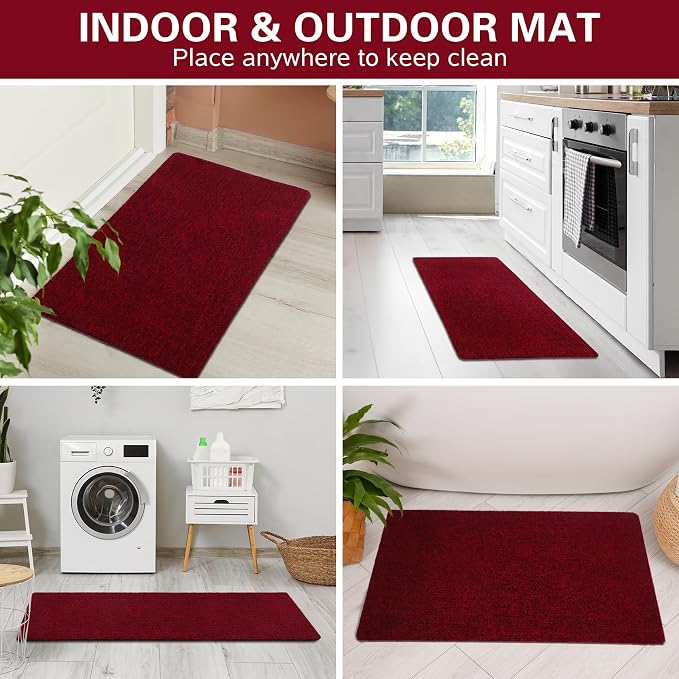 Indoor Ultra Thin Doormat, Low Profile Inside Doormats, Non Slip Rubber Backing