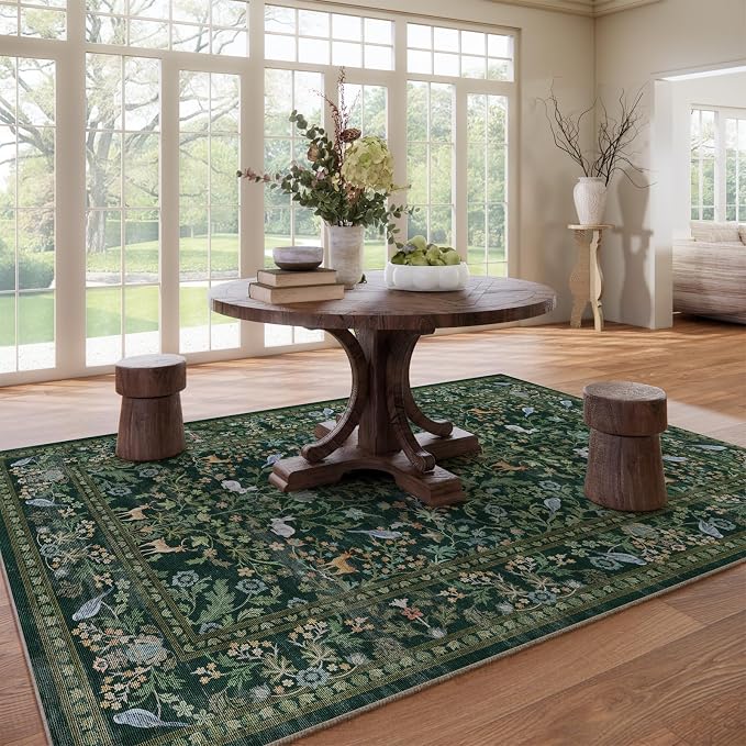 8x10 Area Rugs for Living Room: Washable Rug Vintage Rugs Stain Resistant Non