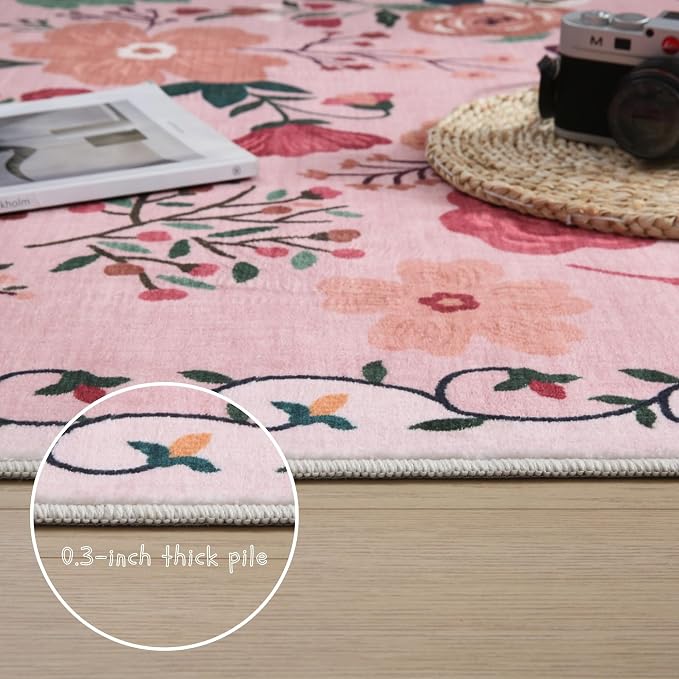 Rugcomf Door Mat Indoor Entrance 2x3 Rug Machine Washable Boho Floral Small