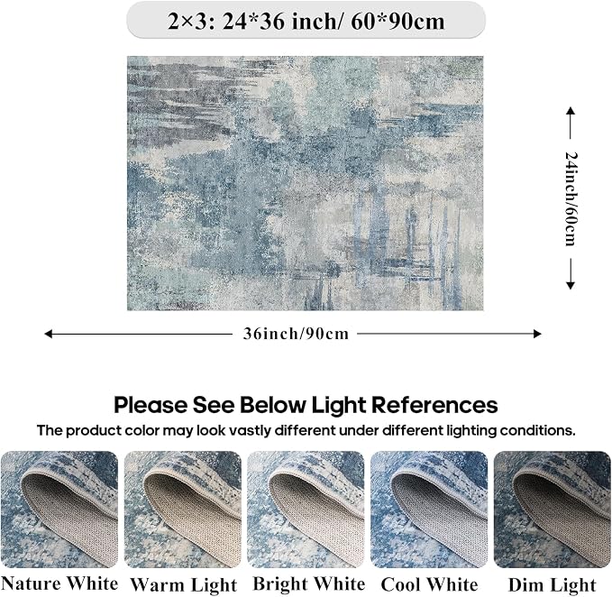 Abstract Bath Mat 2x3 Rug Washable Non-Slip Small Rugs