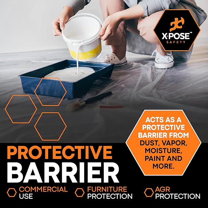 Xpose Safety Clear Plastic Sheeting (Bulk Half Pallet 25 Pack) – 20' x 100' Rolls – Heavy Duty 3.4 Mil Poly Sheet – Waterproof, Dustproof, Vapor Barrier – for Construction, Painting, Industrial Use