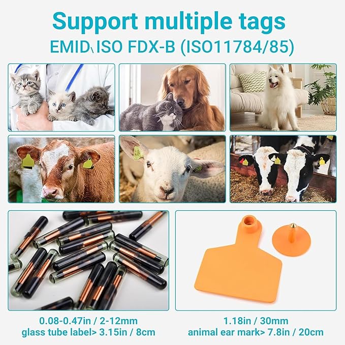 Marhynchus Pet Microchip Scanner USB C Portable Handheld Animal Chip Reader 128 Data Storage for EMID with 0.91in OLED Screen and Rechargeable Battery