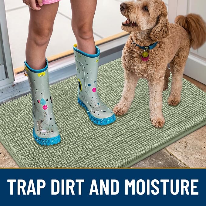 Smiry Dog Door Mat for Muddy Paws 24x16, Absorbent Dirt Trapper, Non-Slip