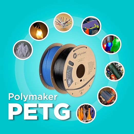 Polymaker PolyLite Black 3D Printer PETG Filament 1.75mm 1kg, Legacy PETG Formula, +- 0.03mm Dimensional Accuracy, Reliable Everyday Filament, Strong Layer Bonding, Compatible with Most 3D Printers