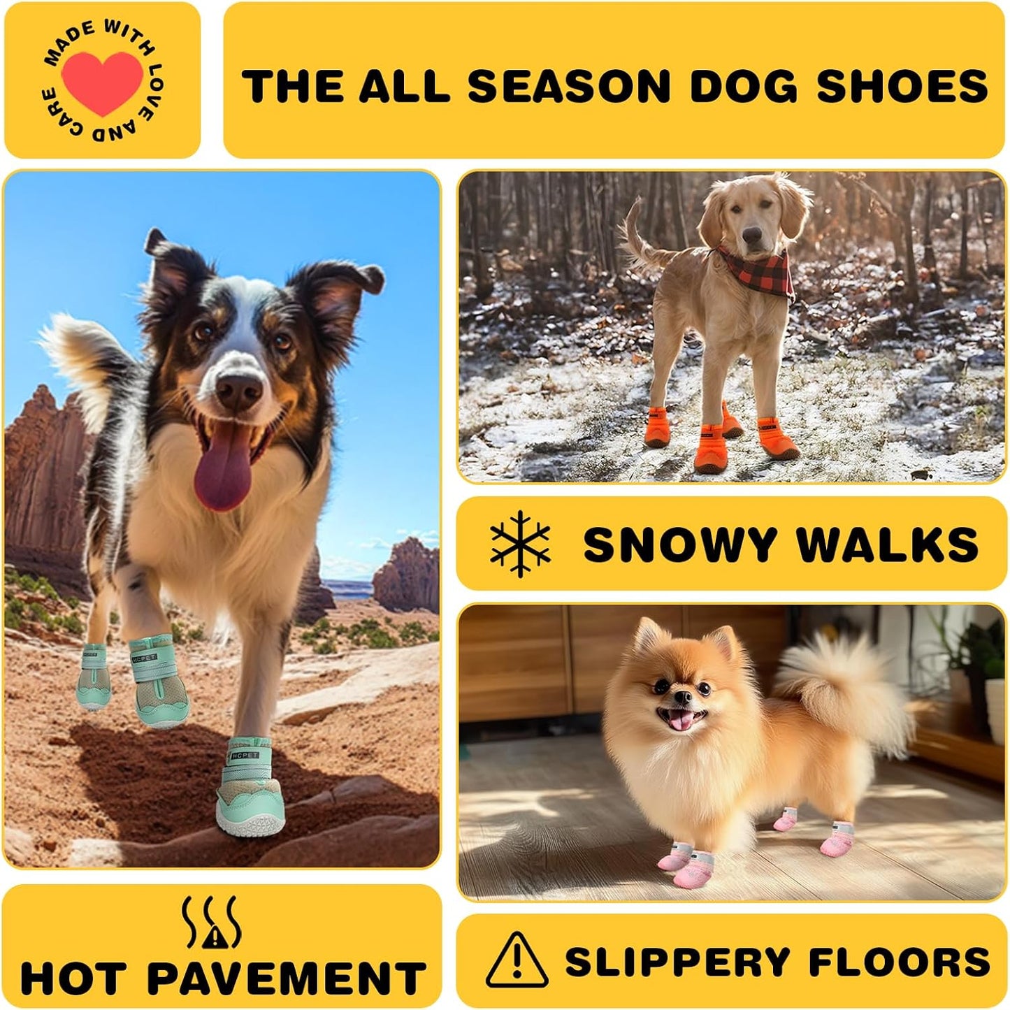 Hcpet Dog Shoes for Large Dogs, Breathable Dog Booties for Small Medium Dogs, Anti-Slip Dog Boots & Paw Protectors for Hot Pavement Winter Snow Hiking with Reflective Straps Green Size 1