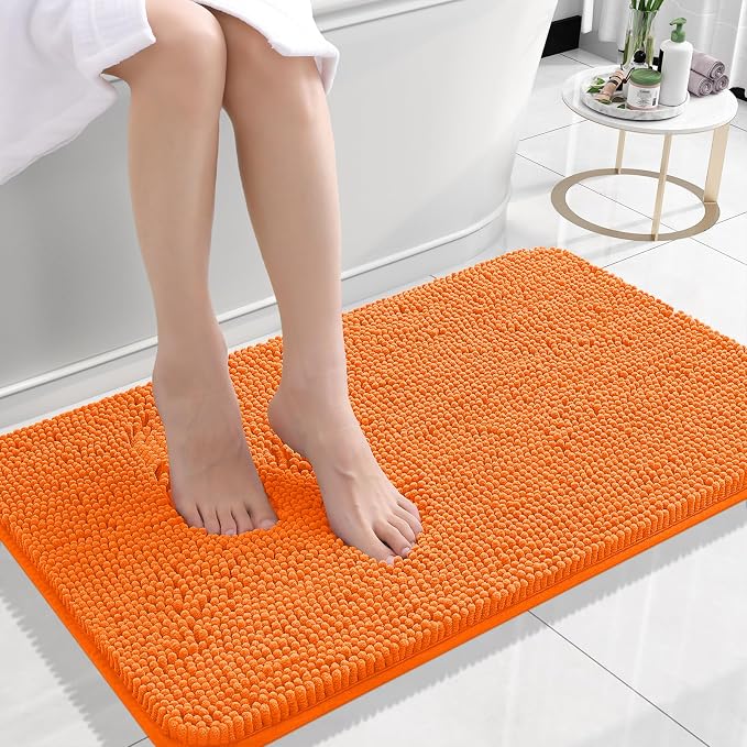 OLANLY Small Bathroom Rugs 24x16, Extra Soft Absorbent Chenille Bath Rugs