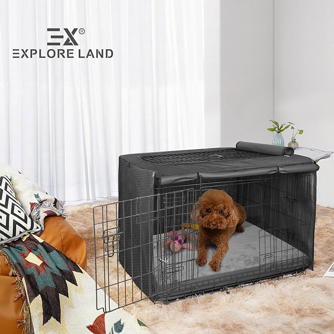 Explore Land Waterproof Dog Bed Cover Machine Washable Fluffy Dog Bed Replacement Cover for 30 Inch Crate, 30Lx20Wx3.5H inch, Gray