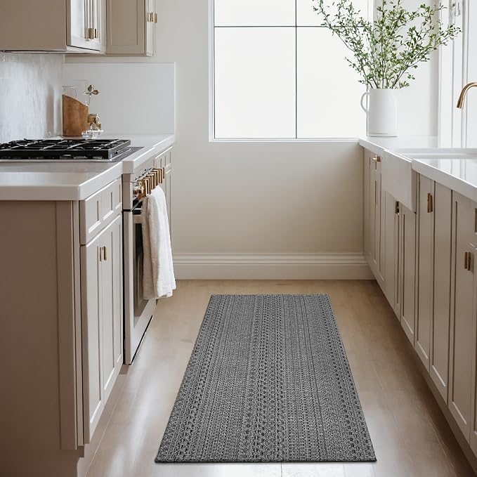 2' x 4' Entryway Rug, Boho Small Area Rug, Machine Washable, Woven Rug