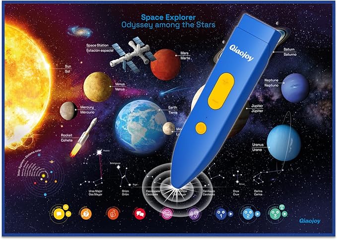 Bilingual Interactive Solar System Poster for Kids – Educational Talking Space Poster for Kids Aged 3-12, STEM Learning Toy, Ideal for Classroom & Home, Space-Themed Wall Decor