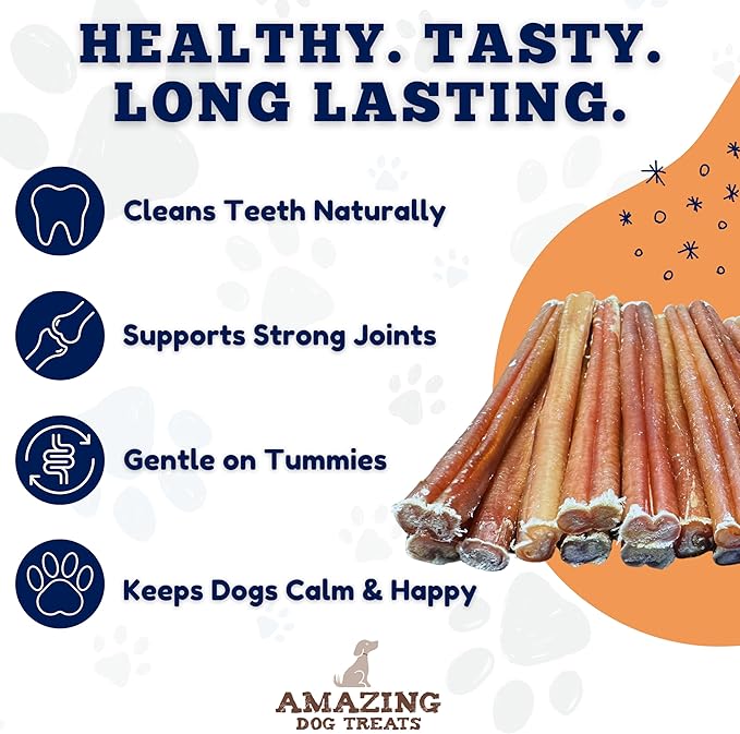 Amazing Dog Treats - Bully Sticks for Small Dogs (6 Inch Junior - 25 Count) - Premium Thin Bully Sticks for Dogs - Best Bully Stick Dog Chews - Bully Bones for Puppies and Small Breeds