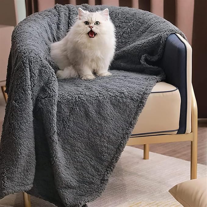 Pet Blankets for Couch Sofa Bed Dog Blankets Reversible Cat Blanket Soft Furniture Protector Cover for Small Medium Large Dogs Cats, Grey, 65 x 83 inches