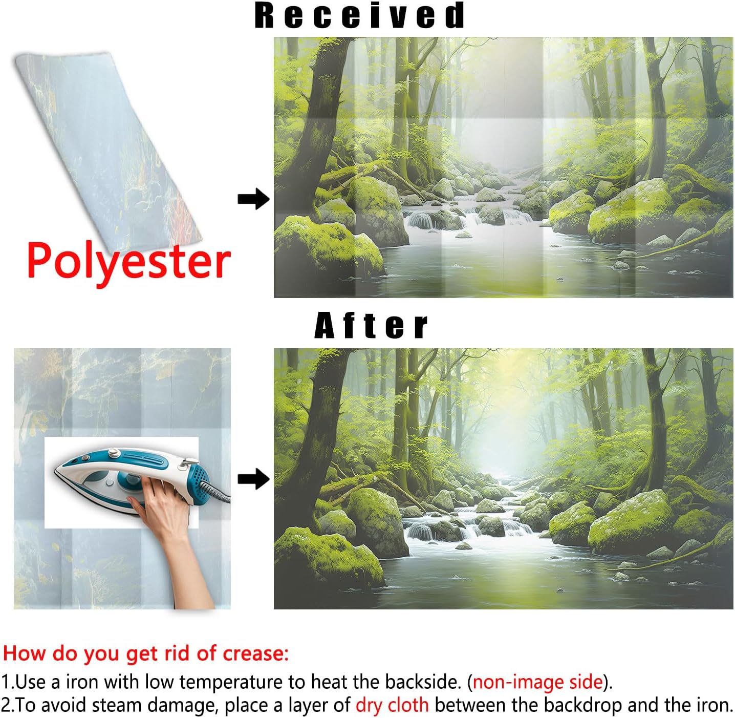 72X24IN Tropical Forest Terrarium Background, Natural Green Forest Tree Reptile Habitat Background, Misty Rainforest Aquarium Background, with 8 EVA Double-Sided Tape