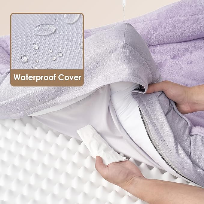 EHEYCIGA Orthopedic Dog Bed for Medium Dog, 30x20x6.5 Inch Memory Foam Dog Couch Bed with Sides, Waterproof Liner & Washable Removable Cover, Bolster Pet Sofa, Purple