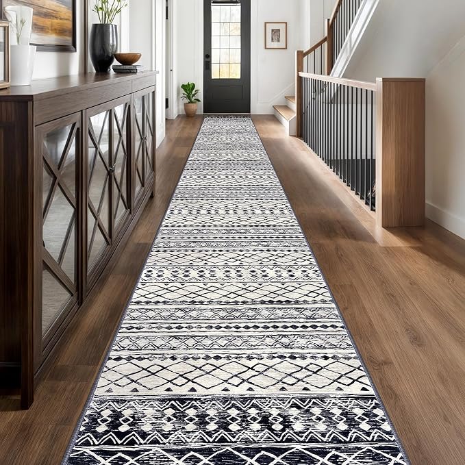 KUTA Extra Long Runner Rug for Hallway 2.6x20ft, Vintage Boho Washable Kitchen