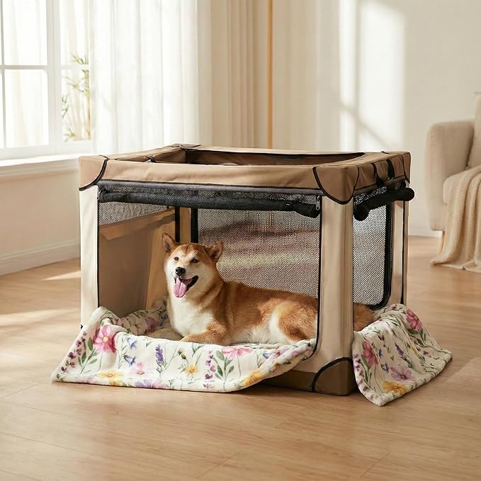 Horaldaily Pets Flannel Blanket, Spring Summer Watercolor Wildflowers Soft Fuzzy Fluffy Plush Cozy Fleece Premium Blankets for Dog Cat Puppy Kitten Couch Protection, 16x23