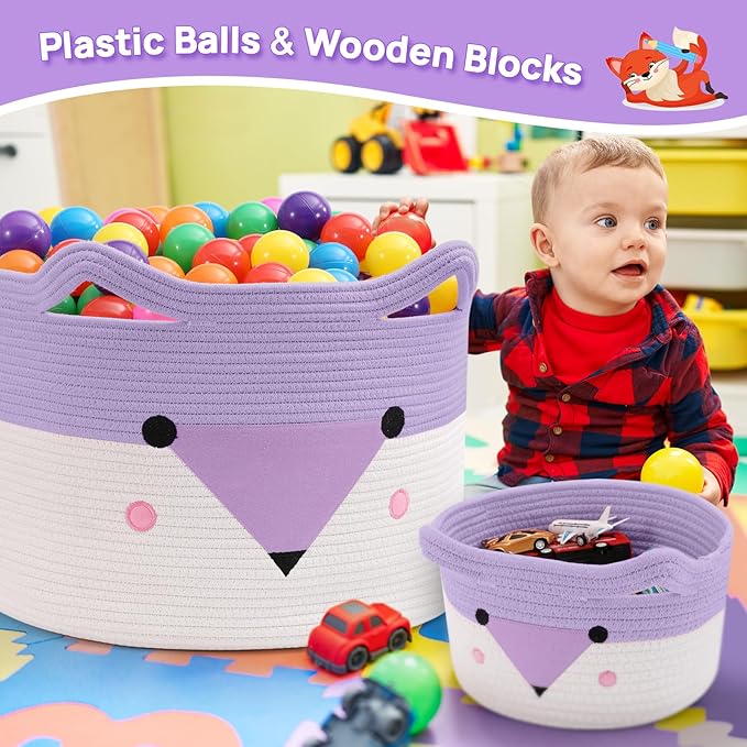 Large Baby Basket Toy Storage 3 Pack, (20"x13.8") Woven Baby Laundry Basket, Stuffed Animal Storage.