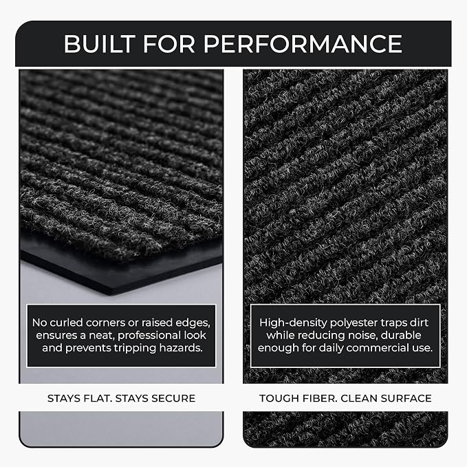 Large Door Mat 3' x 5' Charcoal, Heavy Duty Commercial Floor Mat, Industrial