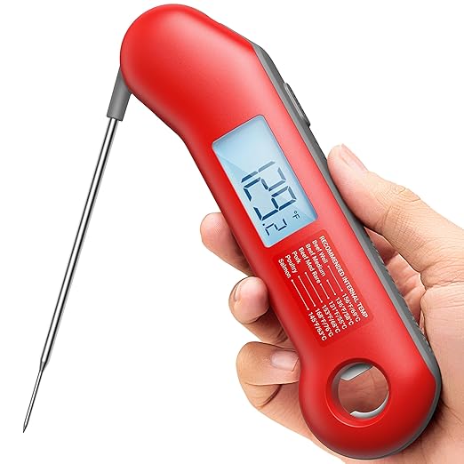 Professional Meat Thermometer Digital, Ultra-Fast 0.5 Sec Instant Read, NIST Certified ±0.5°F Accuracy, 100% Waterproof, Auto-Rotating Backlit Display, Lift-to-Wake, for BBQ/Cooking/Candy