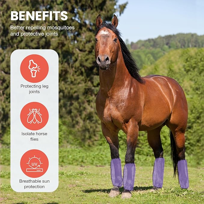 Mesh Fly Boots Horse Fly Boots Mesh Fly Wraps Leg Guard for Horse Set of 4