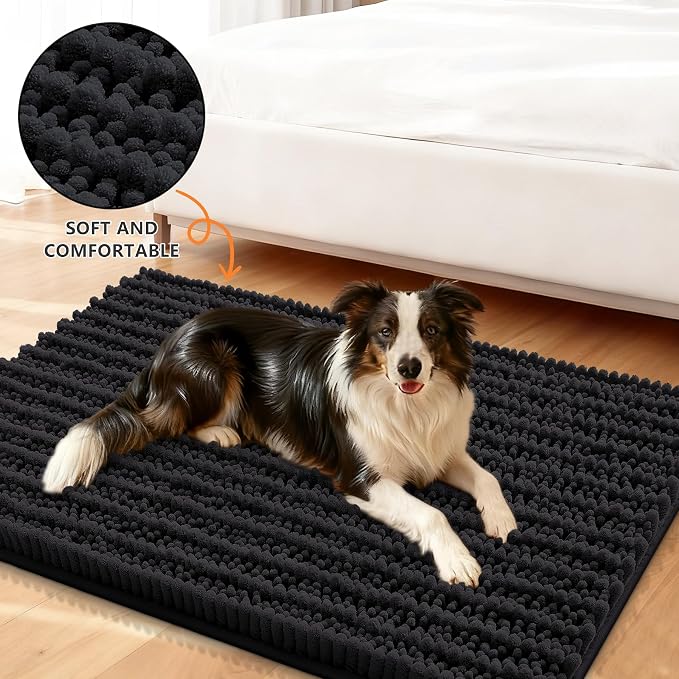 Smiry Dog Door Mat for Muddy Paws 47x17, Absorbent Dirt Trapper, Non-Slip