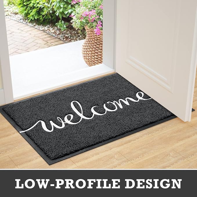 CozyBounty Black Door Mat Welcome Mats Outdoor Indoor Non-Slip Doormat