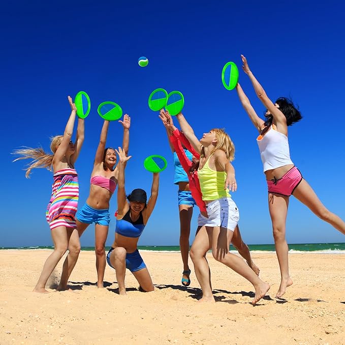 Toss and Catch Ball Set - Indoor Outdoor Toys for Kids Games - Outside Yard Pool Beach Toys for 3 4 5 6 7 8+ Years Old Boys Girls - Classic Birthday Gift - 6 Pack Green