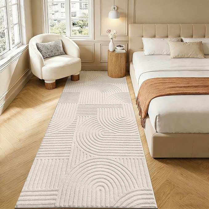 Pauwer 3x8 Washable Area Rugs for Living Room Modern Beige Solid Color Soft
