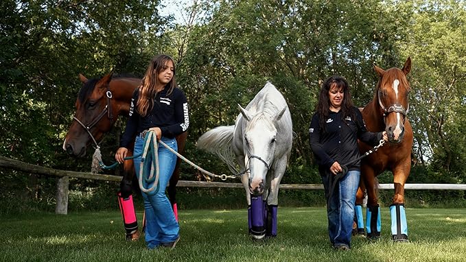 Warrior Fly Boots for Horses - Breathable Mesh Horse Boots for Fly Protection & Leg Comfort - Set of 4 (The Warrior, Neon Pink)