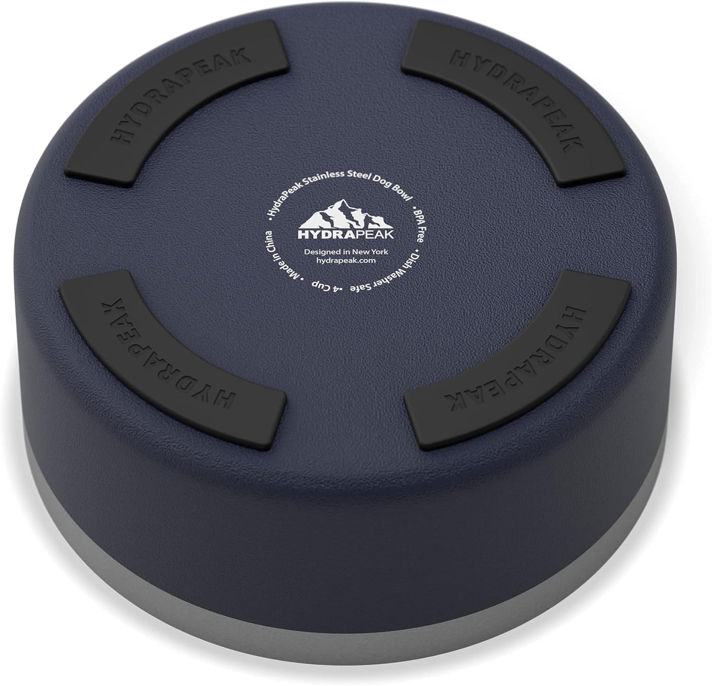 Hydrapeak Dog Bowl; Non Slip Stainless Steel; Water and Food Dish; Large Sized and Small Dogs; 32oz 64oz; Multiple Sizes; 4 Cup | Navy