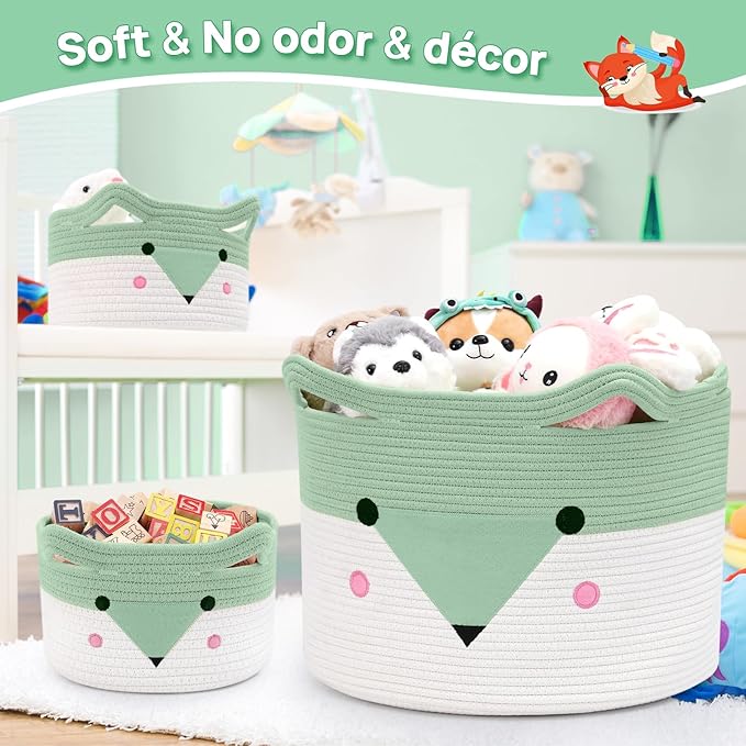 Large Baby Basket Toy Storage 3 Pack, (20"x13.8") Woven Baby Laundry Basket, Stuffed Animal Storage.
