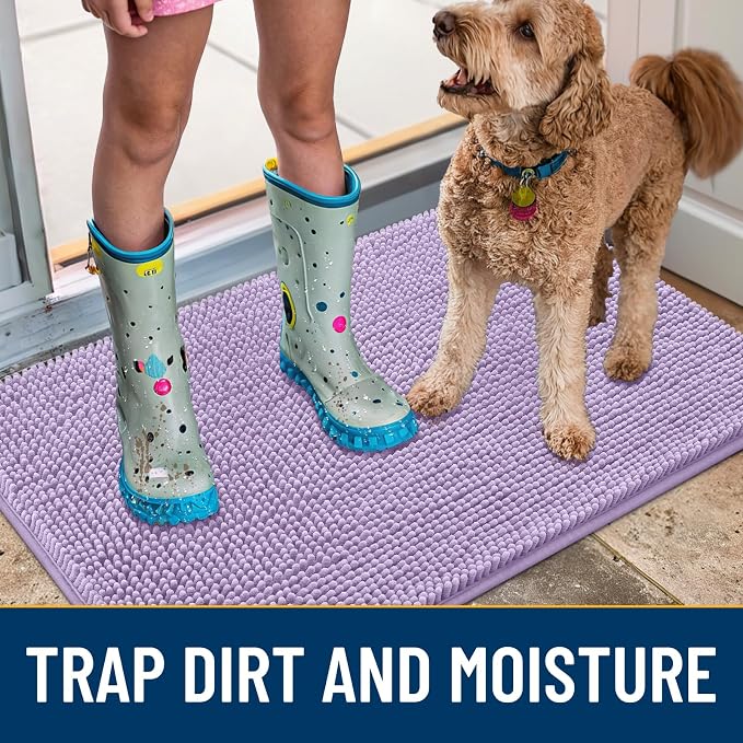 Smiry Dog Door Mat for Muddy Paws 30x20, Absorbent Dirt Trapper, Non-Slip