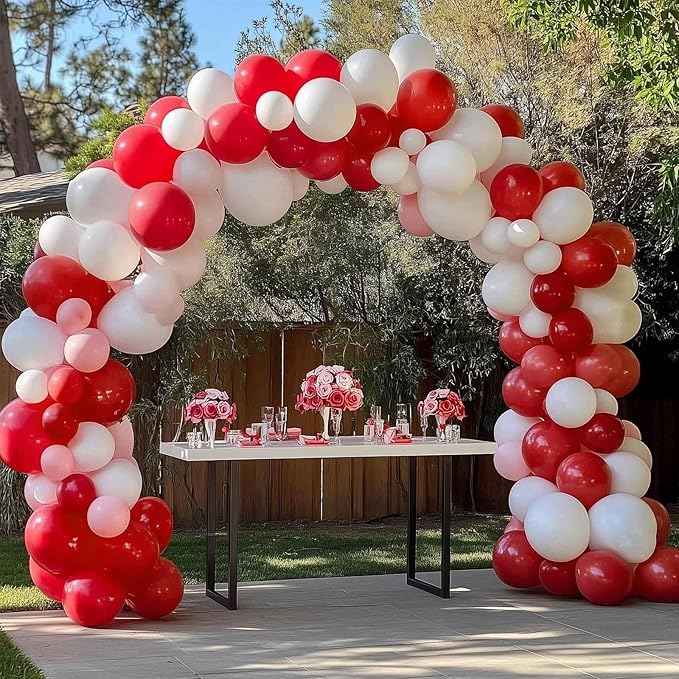 RUBFAC 129pcs Red Balloons Different Sizes 18 12 10 5 Inch for Garland Arch, Premium Latex Balloons Red Birthday Decorations Wedding Valentine's Day Baby Shower Party Decor