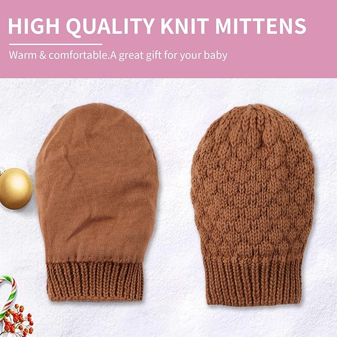 Baby Knit Mittens Toddler Boys Girls Gloves Winter Infant Newborn No Scratch Mitten 0-3 Years