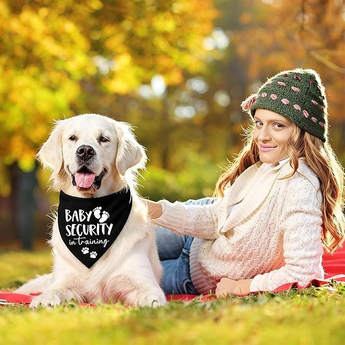 Baby Security in Training Dog Bandana Pet Scarf Pregnancy Announcement Dog Bandanas for Dogs Pet Accessories for Dogs Lovers Pregnancy Reveal Ideas (Black)