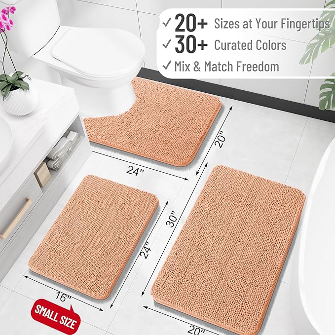 OLANLY Large Bathroom Rugs 40x32, Extra Soft Absorbent Chenille Bath Rugs