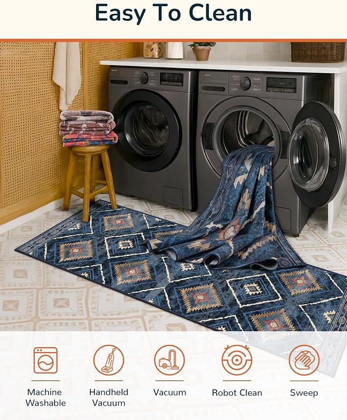 BESTSWEETIE Area Rug 4x6 Rug Machine Washable Non-Slip Low Pile Print Pattern