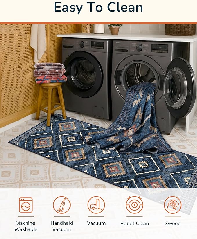Area Rug 2x3 Rug Machine Washable Non-Slip Low Pile Print Pattern Western Rug