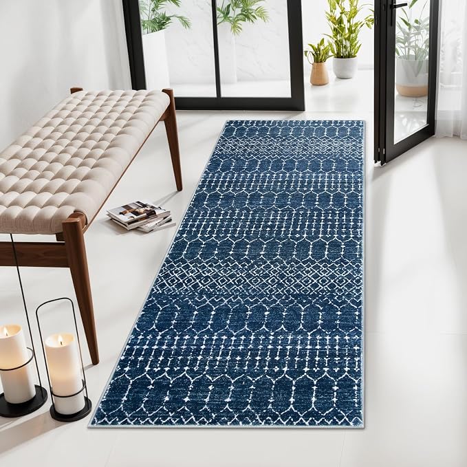 Lahome Moroccan Runner Rugs for Hallway 2x4 Bathroom Rugs Non-Slip Small Throw