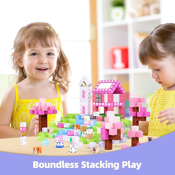 GobiDex 200PCS Magnetic Blocks Kid Building Toys for 3+ Years Old Girls, Upgraded STEM Sensory Gifts for Princess, Kids Magnets Game for Toddler