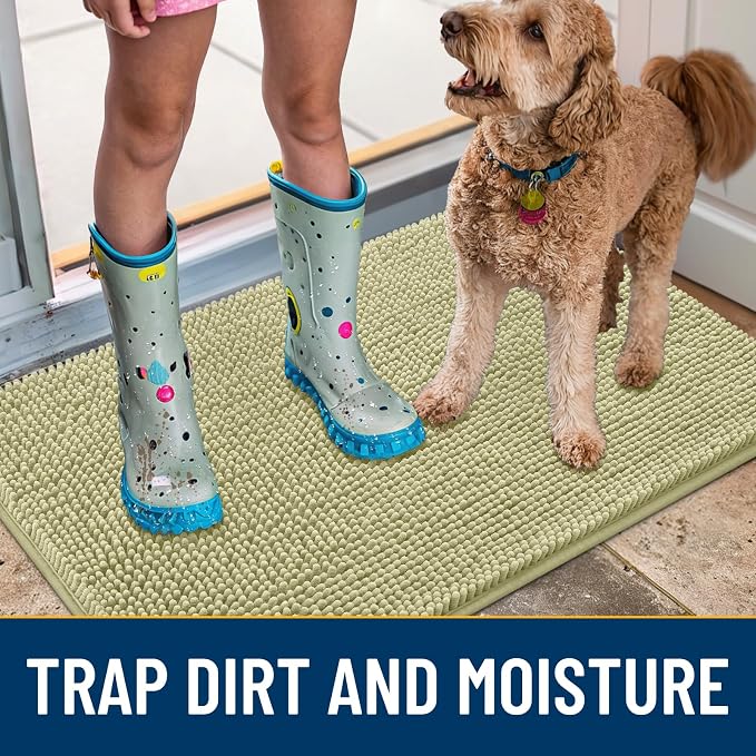 Smiry Dog Door Mat for Muddy Paws 47x24, Absorbent Dirt Trapper, Non-Slip