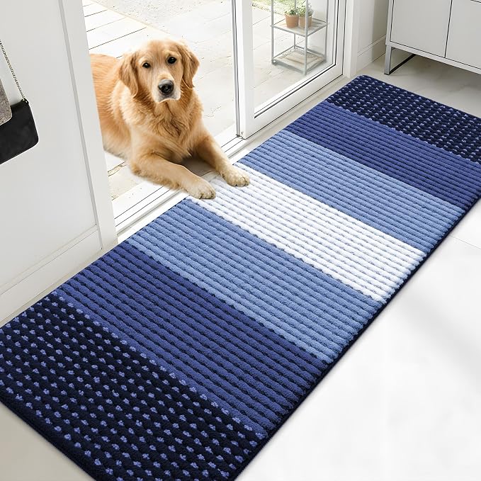 Kitinjoy Indoor Outdoor Door Mat, 71x24 Non-Slip Absorbent Dirt Trapper