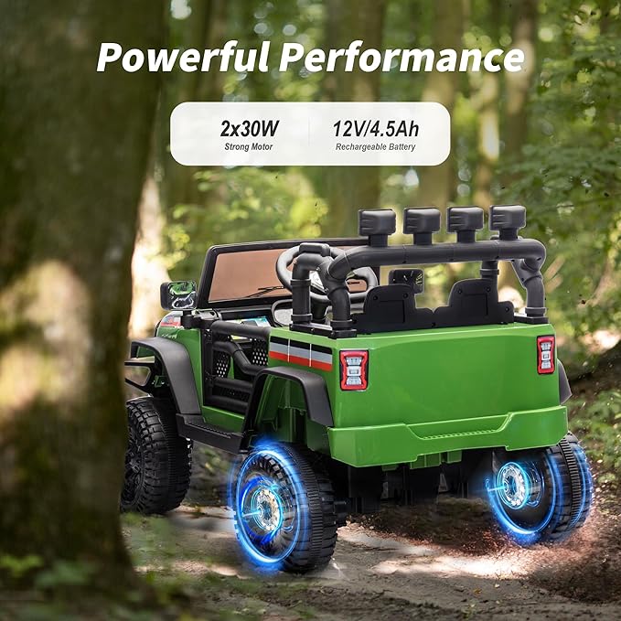 12V Kids Ride on Car Truck, Kids Electric Vehicles Car Ride on Toy w/Remote Control - Army Green