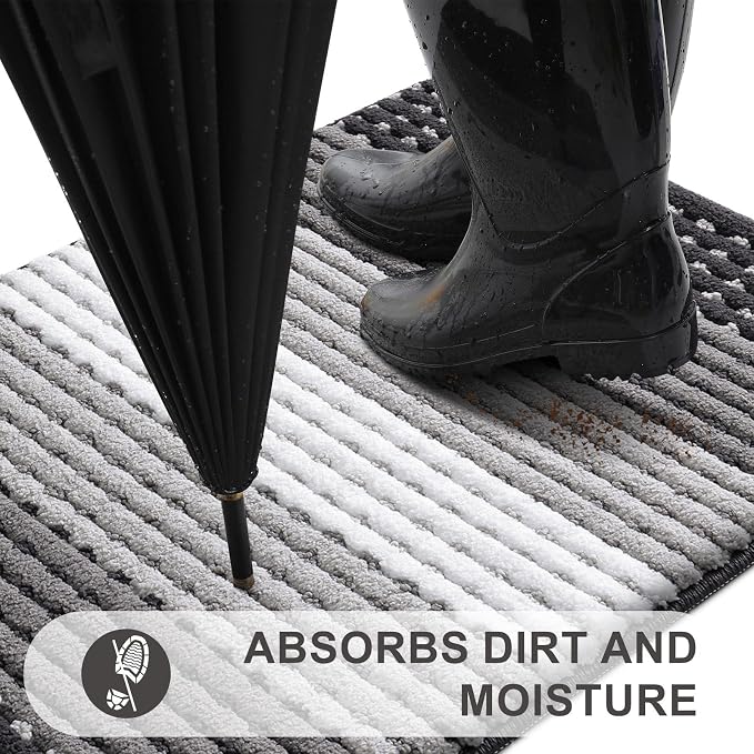 Kitinjoy Indoor Outdoor Door Mat, 47x24 Non-Slip Absorbent Dirt Trapper