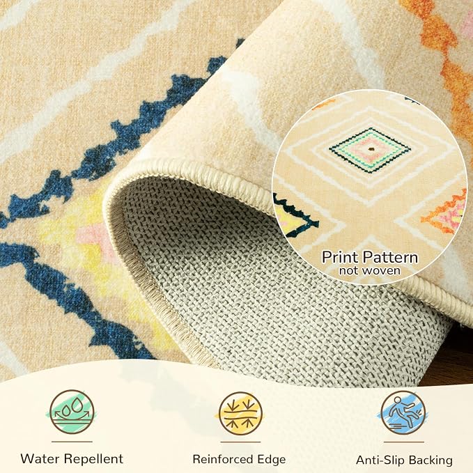 BESTSWEETIE Area Rug 9x12 Rug Machine Washable Non-Slip Low Pile Print Pattern